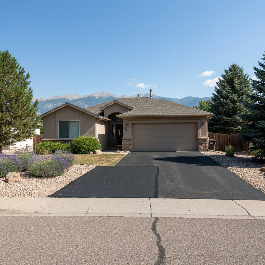 Completed asphalt patching work at a residential property in Westminster, CO