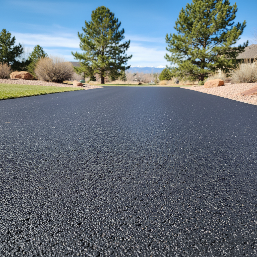 Completed driveway paving work at a residential property in Broomfield, CO