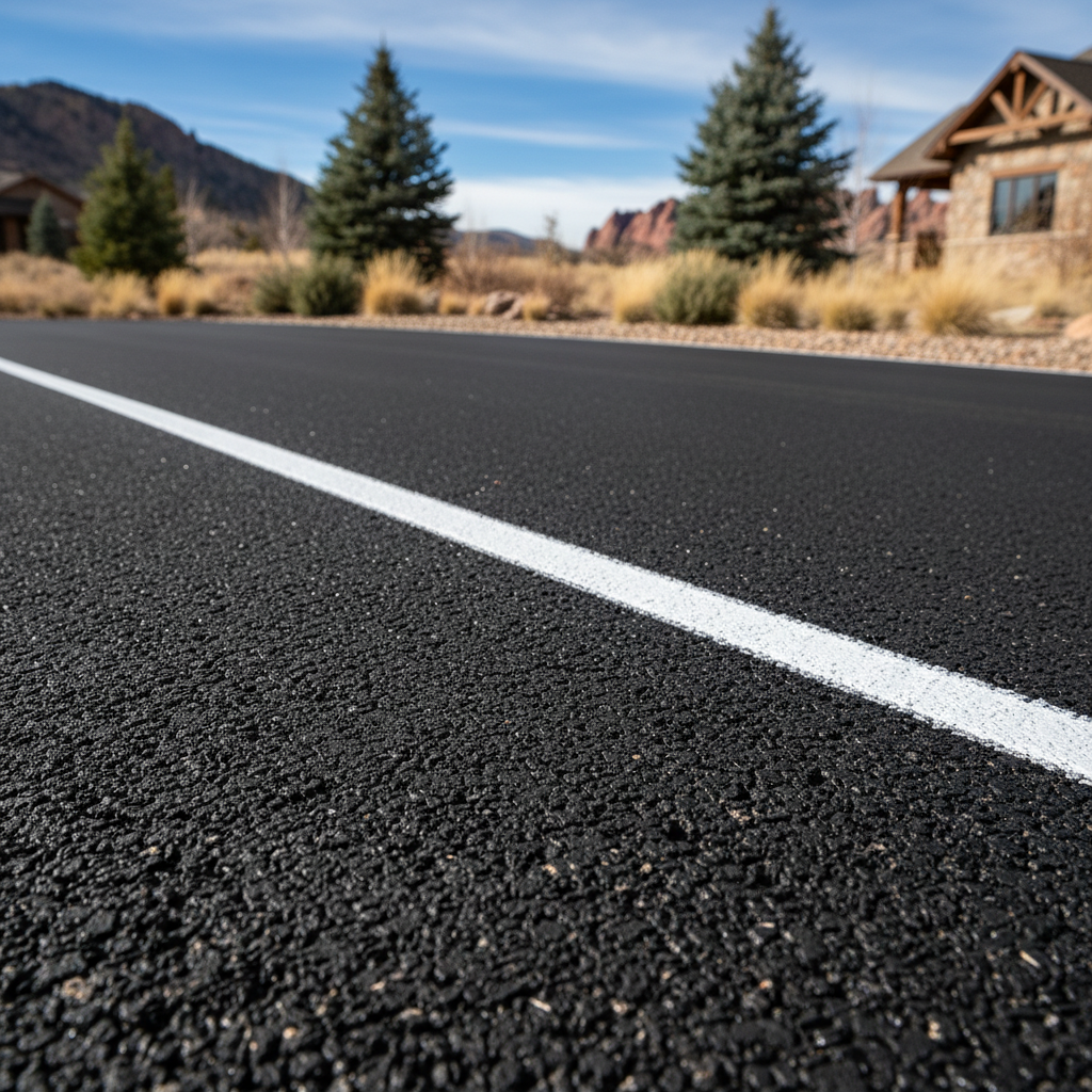 Completed asphalt striping work at a residential property in Broomfield, CO