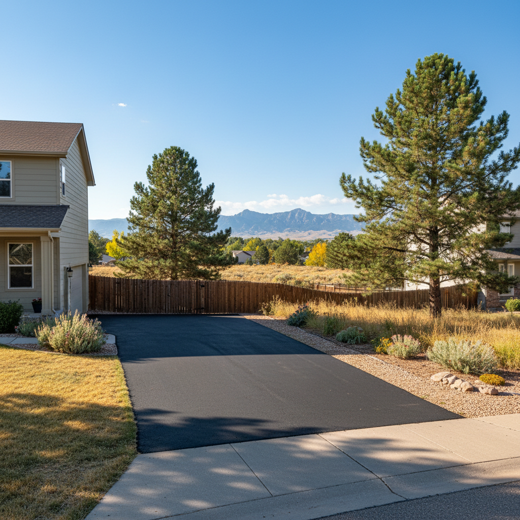 Completed asphalt repair work at a residential property in Westminster, CO