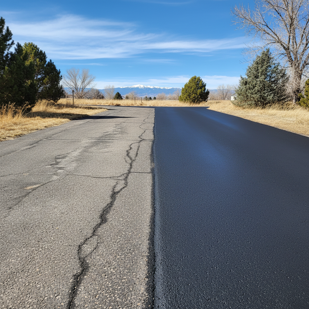 Completed asphalt sealcoating work at a residential property in Broomfield, CO