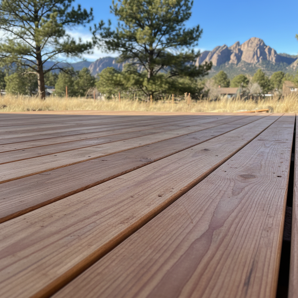 Completed deck construction work at a residential property in Boulder, CO