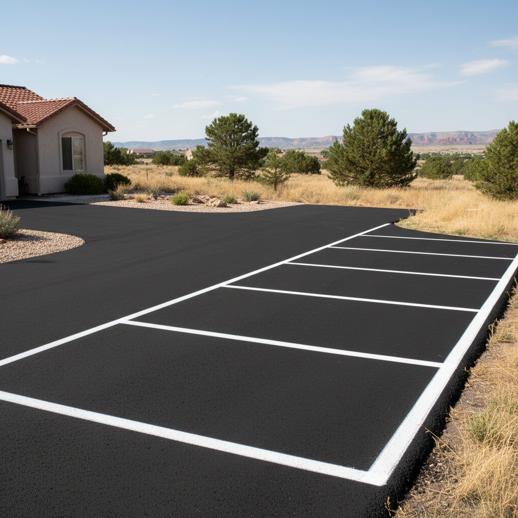 Completed asphalt striping work at a residential property in Pueblo, CO