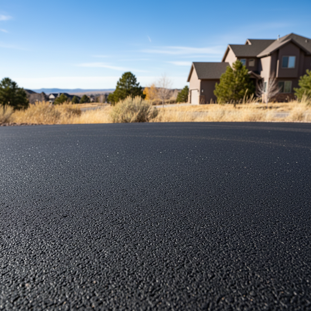 Completed asphalt repair work at a residential property in Westminster, CO