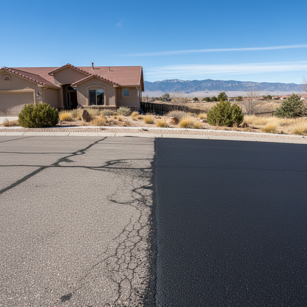 Completed asphalt repair work at a residential property in Pueblo, CO