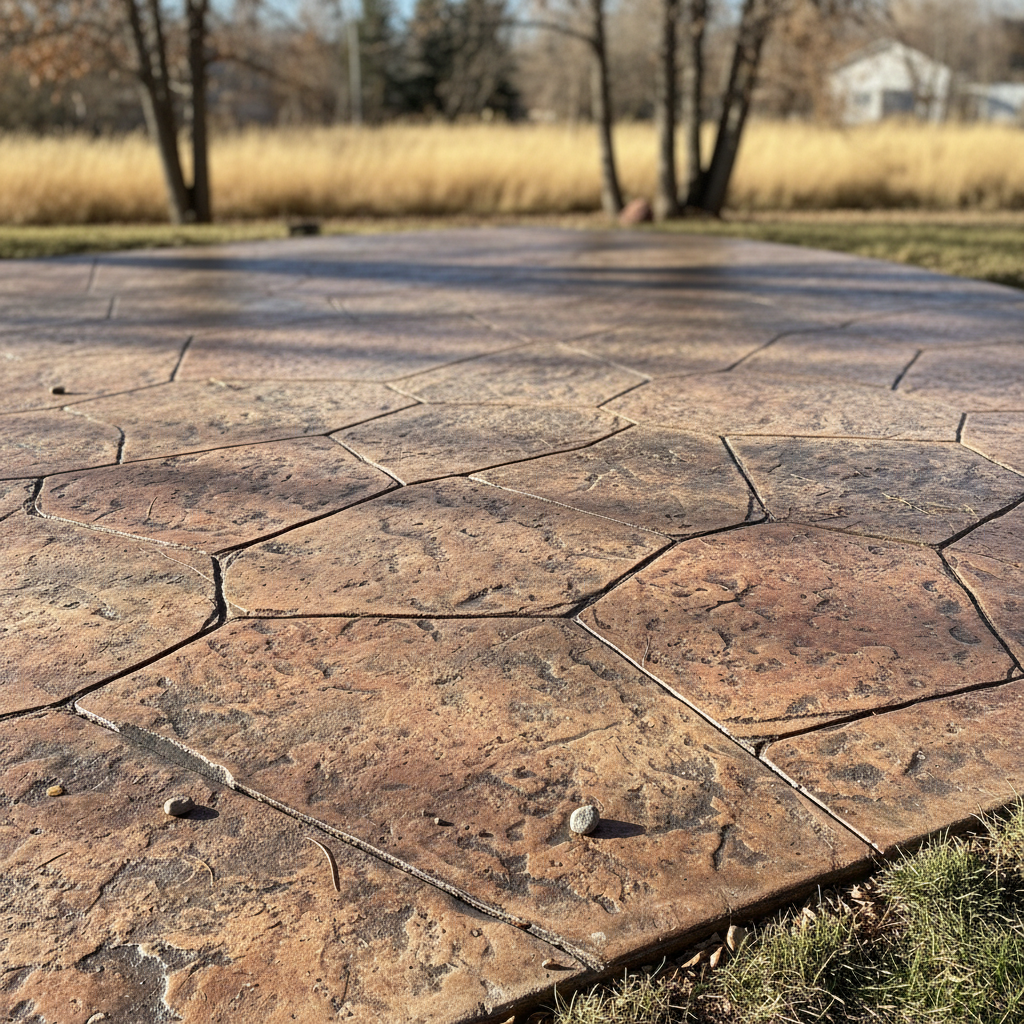 Completed decorative concrete work at a residential property in Aurora, CO
