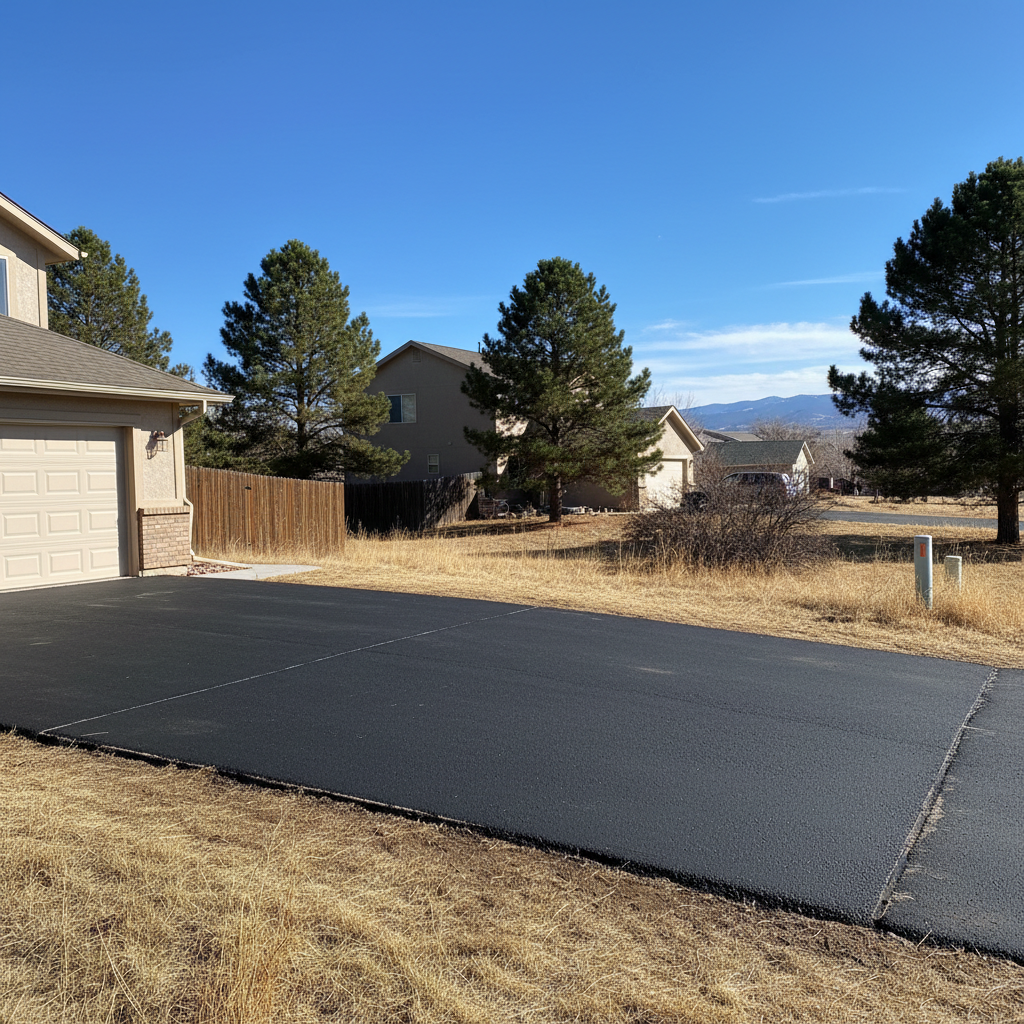 Completed asphalt patching work at a residential property in Westminster, CO