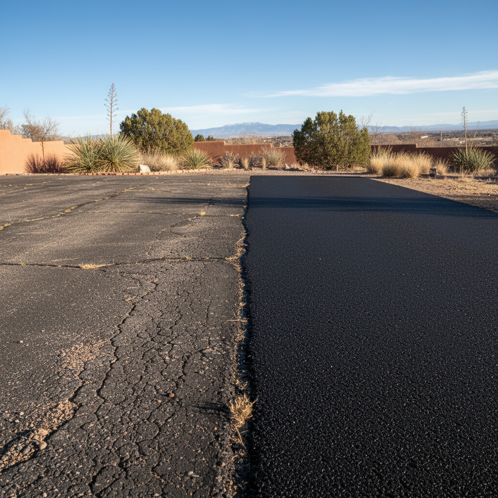 Completed asphalt paving work at a residential property in Pueblo, CO