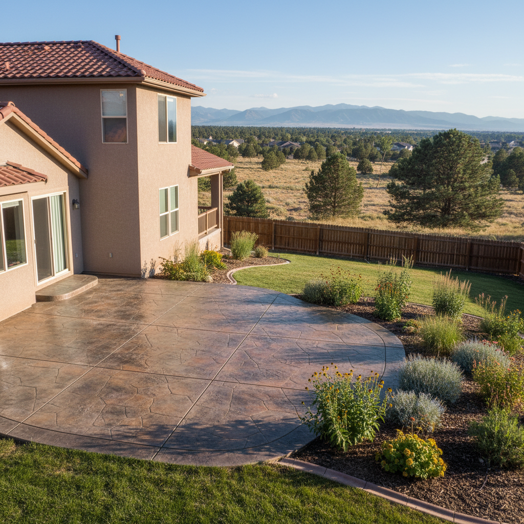 Completed decorative concrete work at a residential property in Aurora, CO