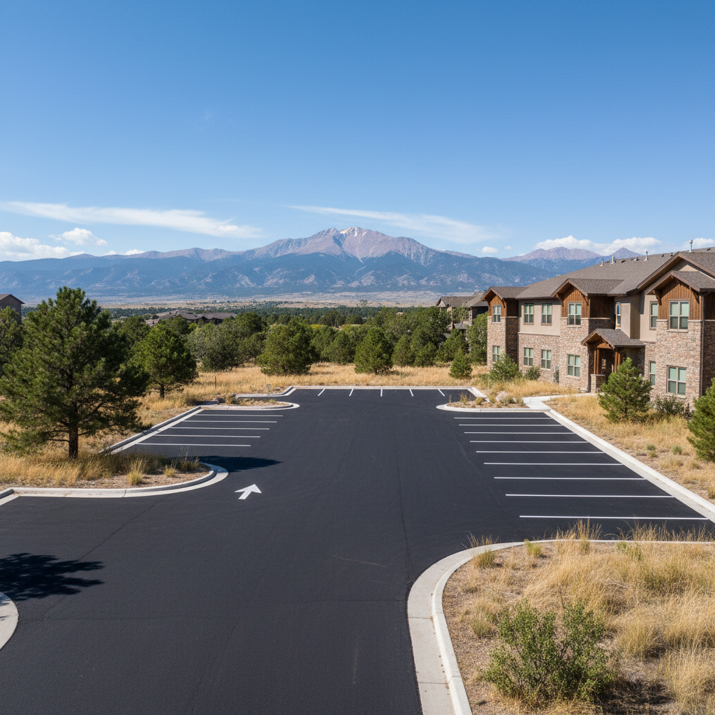 Completed commercial asphalt work at a residential property in Colorado Springs, CO