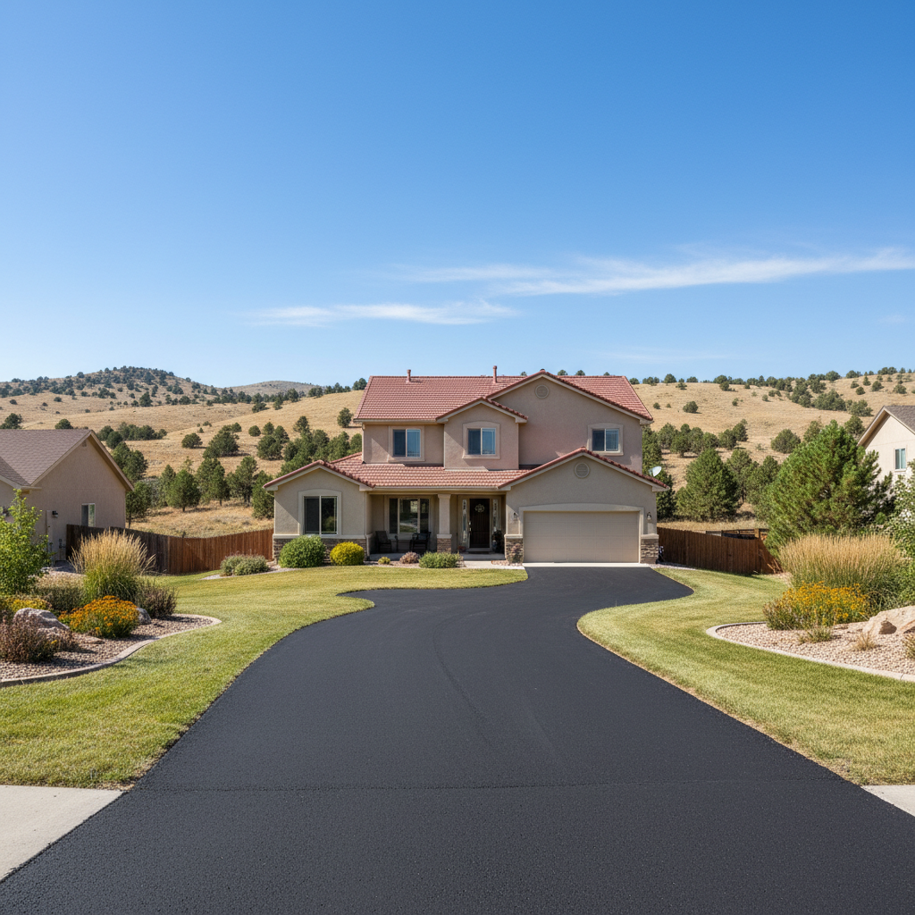 Completed driveway paving work at a residential property in Greeley, CO