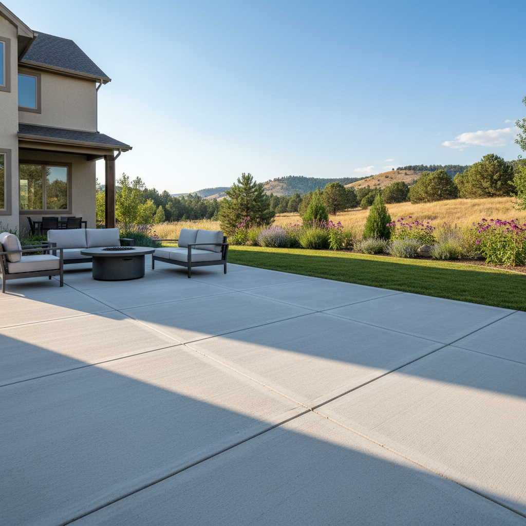 Completed concrete patios work at a residential property in Westminster, CO
