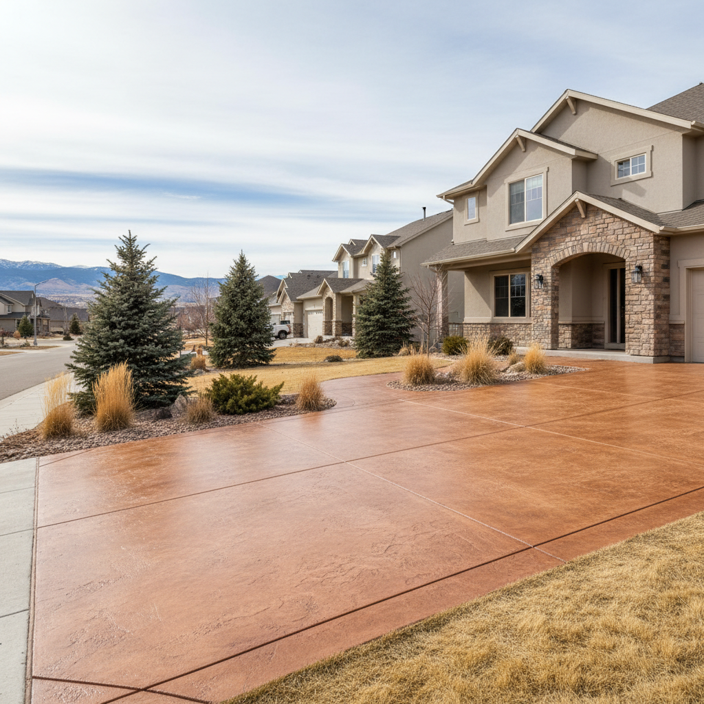 Completed concrete staining work at a residential property in Westminster, CO