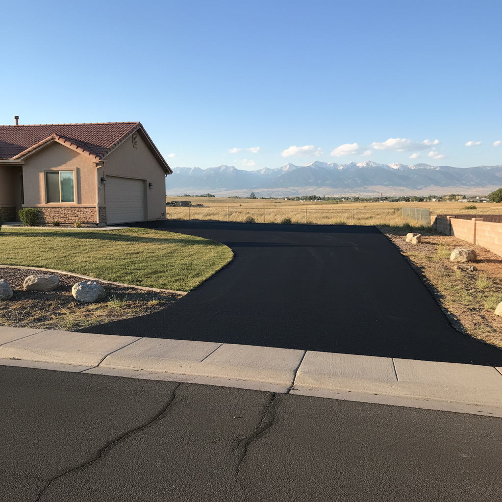 Completed asphalt paving work at a residential property in Greeley, CO
