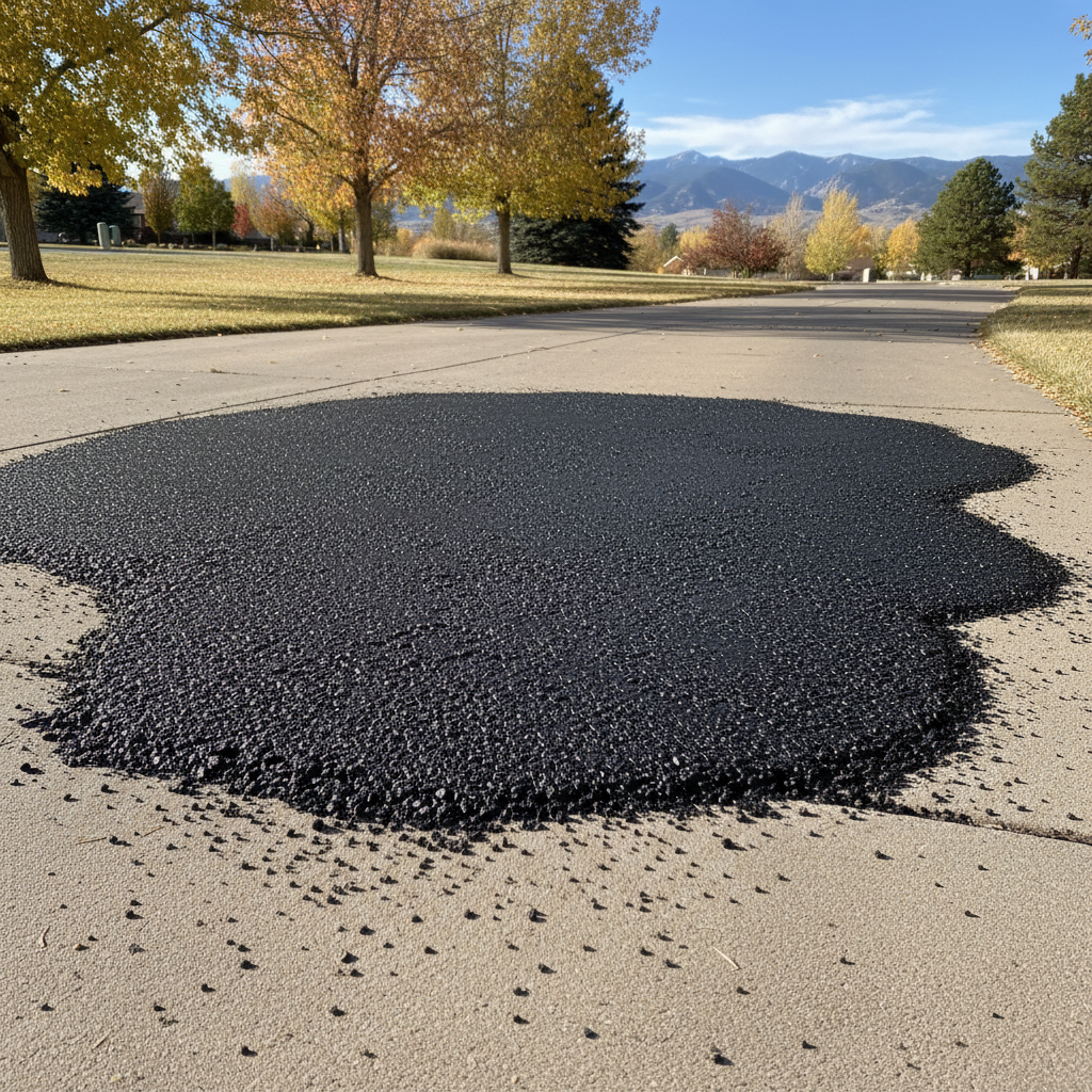 Completed asphalt patching work at a residential property in Broomfield, CO