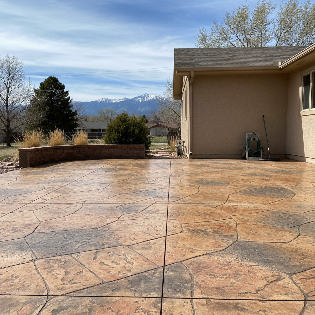 Completed decorative concrete work at a residential property in Westminster, CO