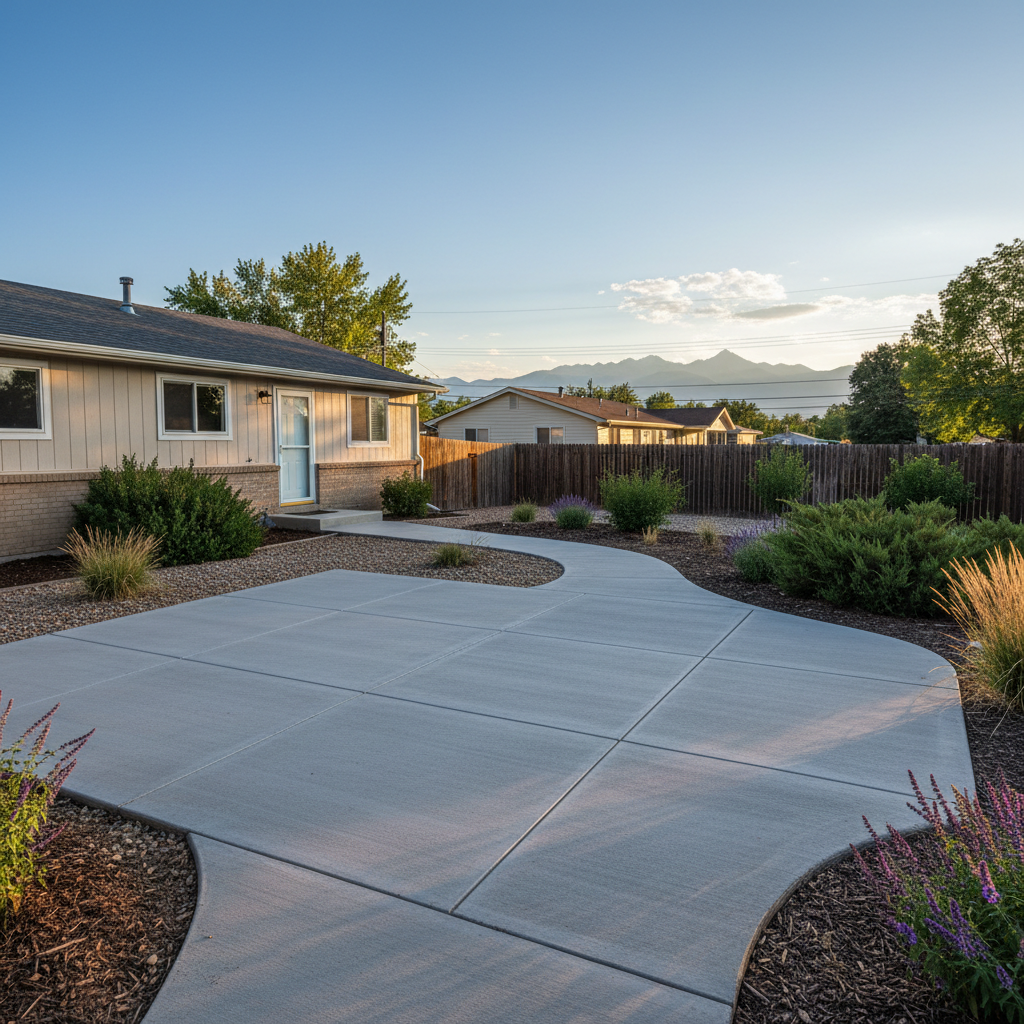 Completed concrete flatwork work at a residential property in Westminster, CO