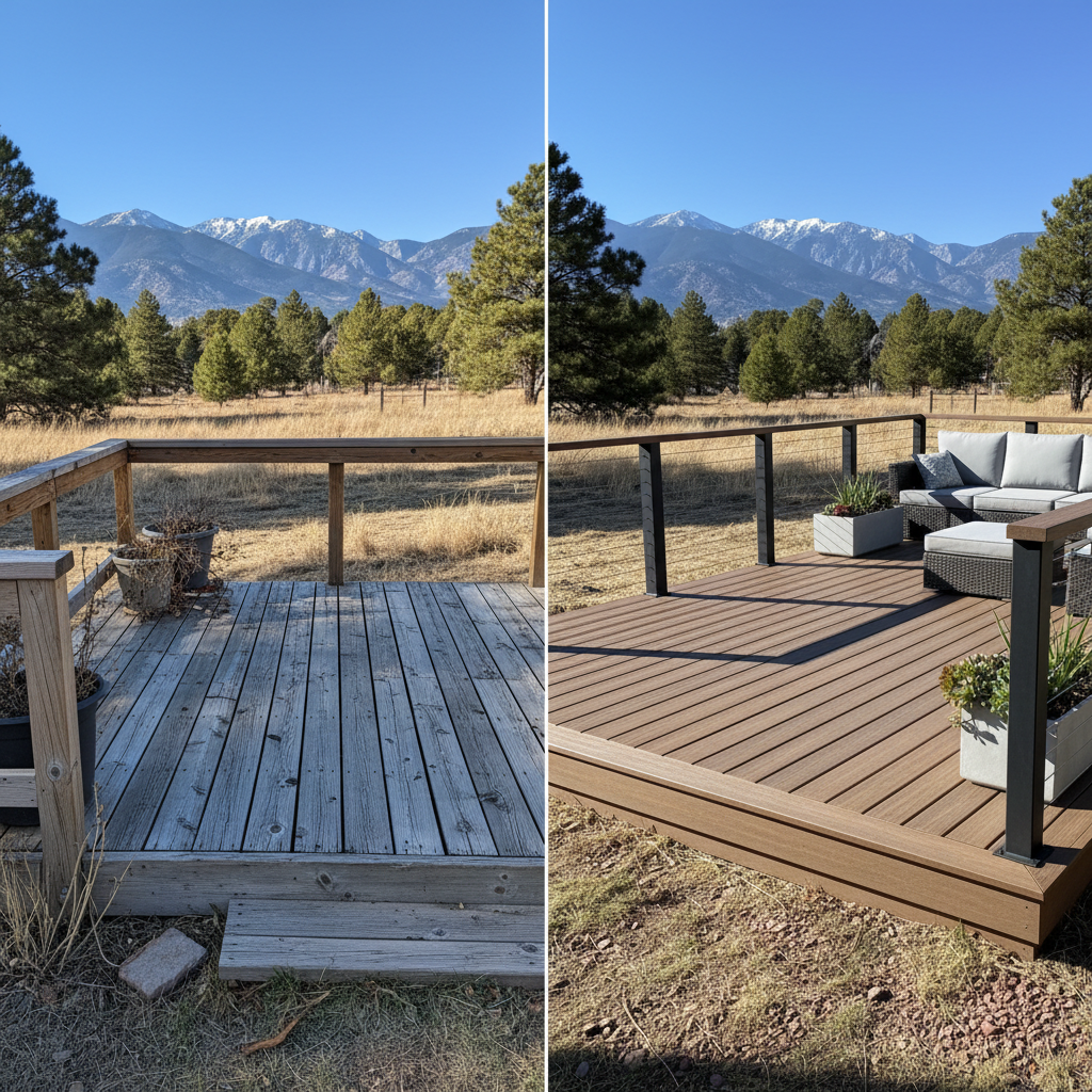 Completed trex decks work at a residential property in Denver, CO