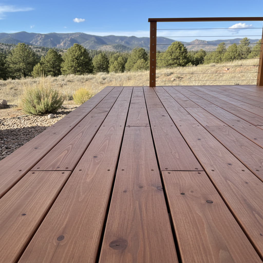 Completed deck construction work at a residential property in Denver, CO