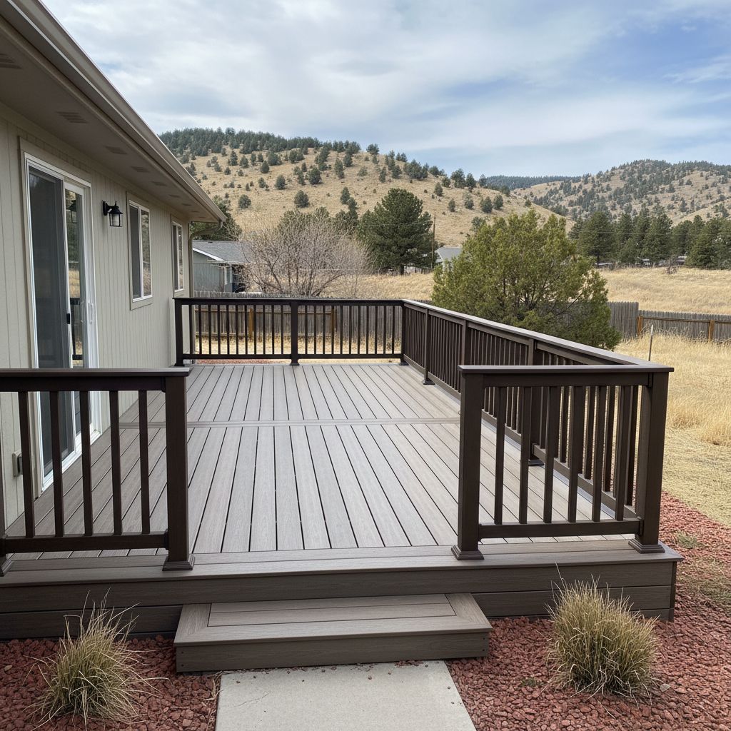 Completed composite decks work at a residential property in Pueblo, CO