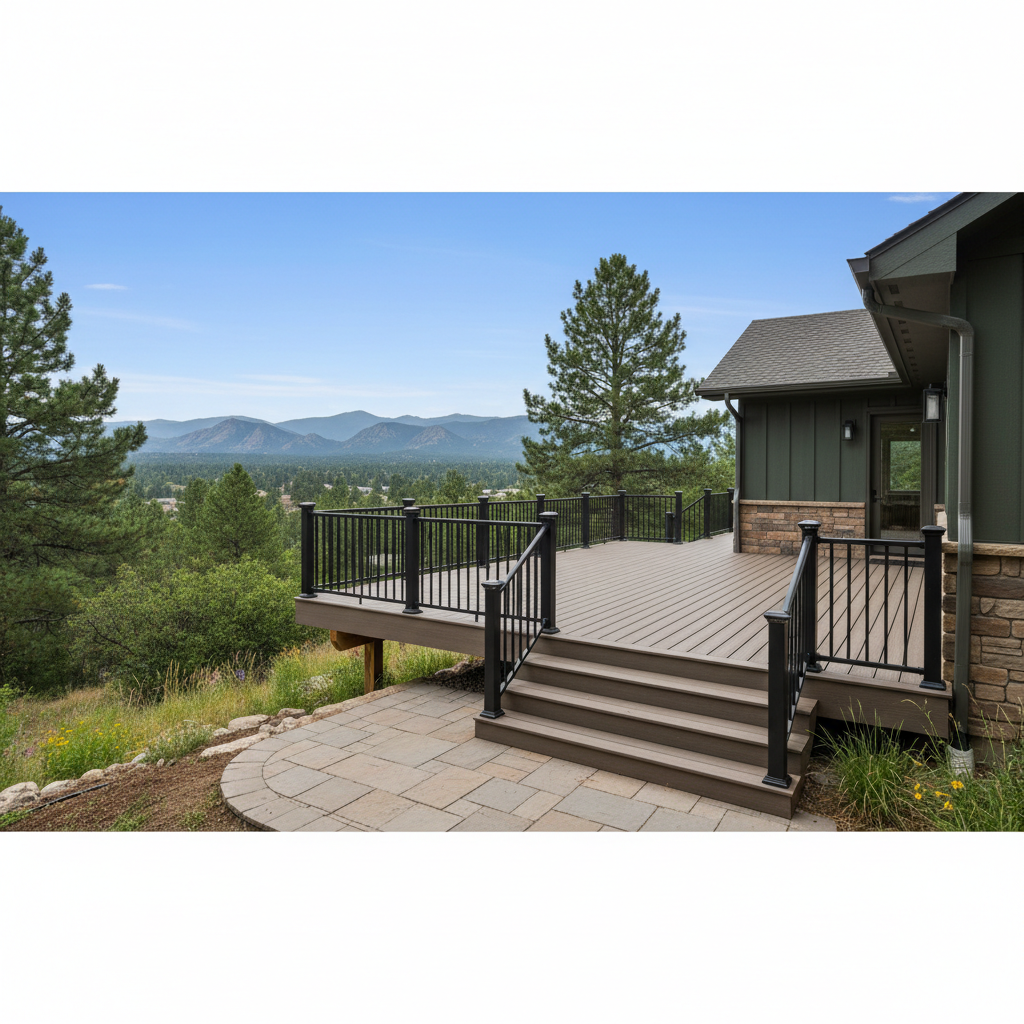 Completed trex decks work at a residential property in Boulder, CO