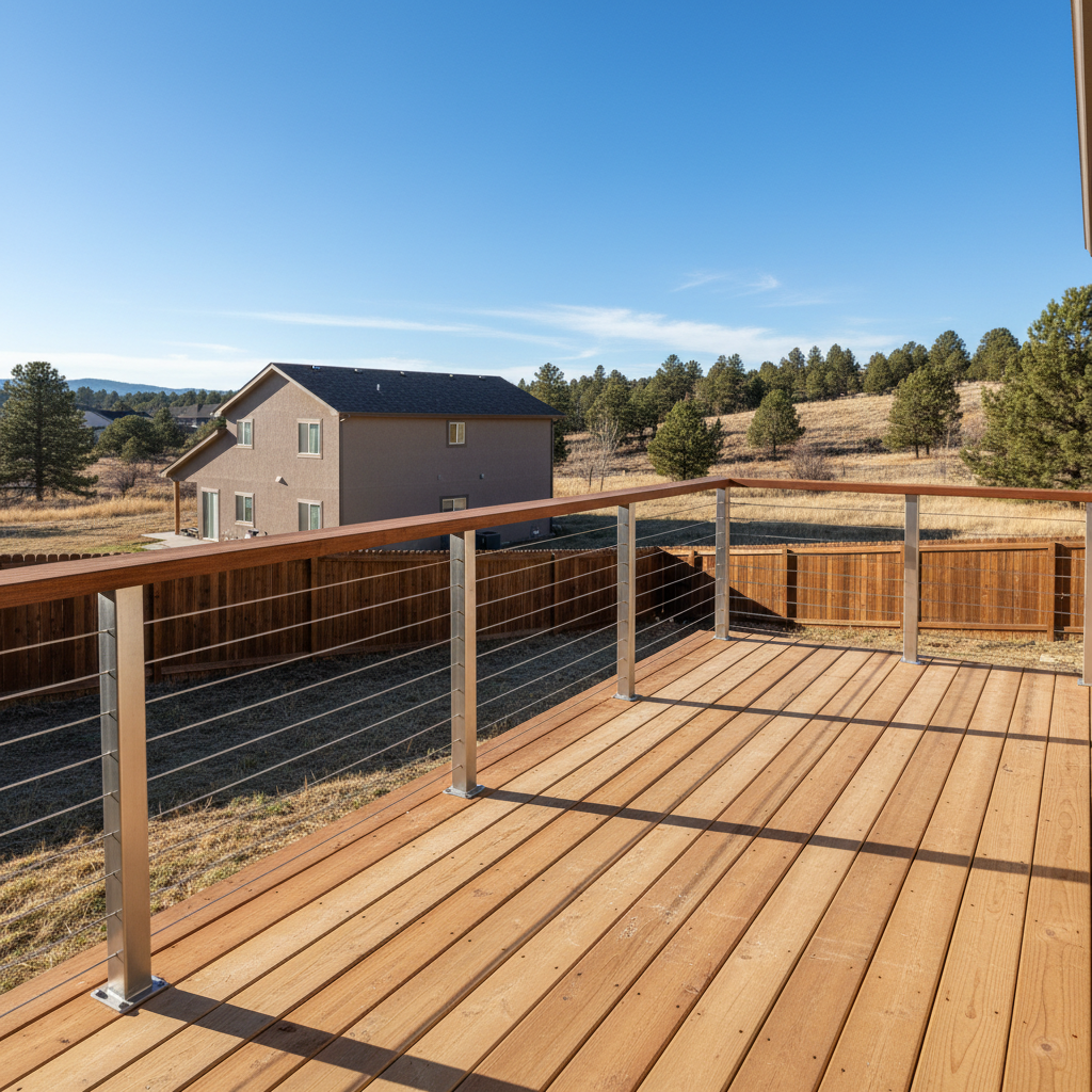 Completed deck railing installation work at a residential property in Denver, CO