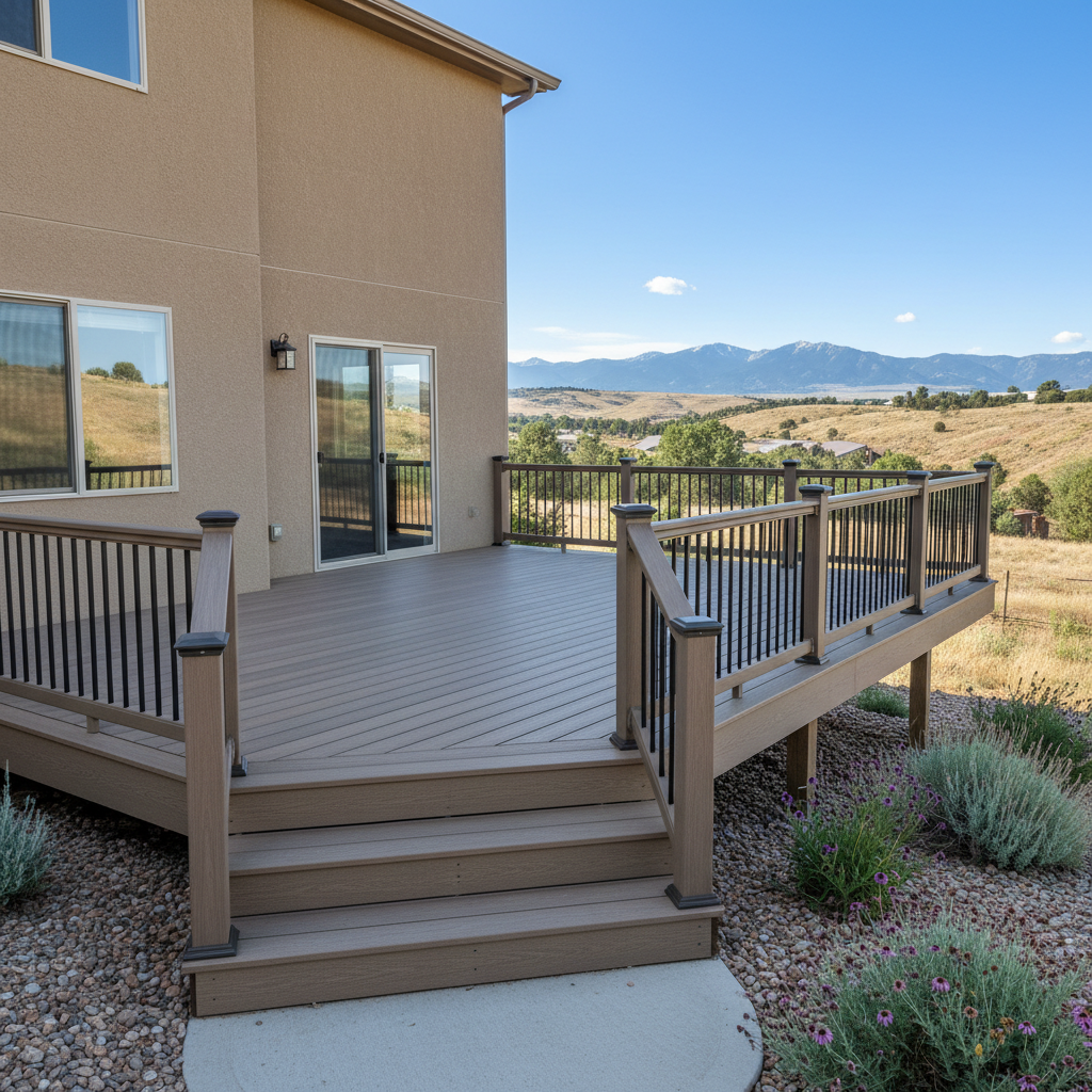 Completed trex decks work at a residential property in Pueblo, CO