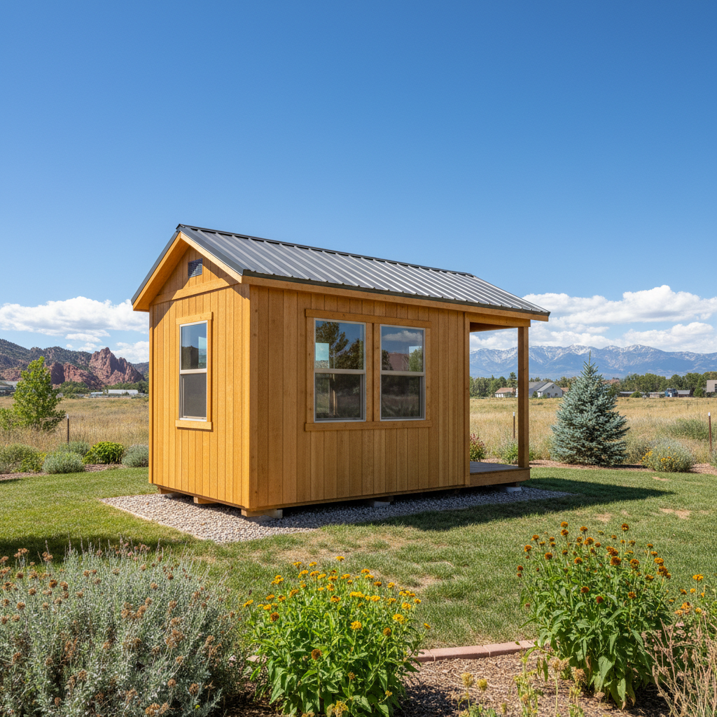 Completed tiny homes work at a residential property in Loveland, CO