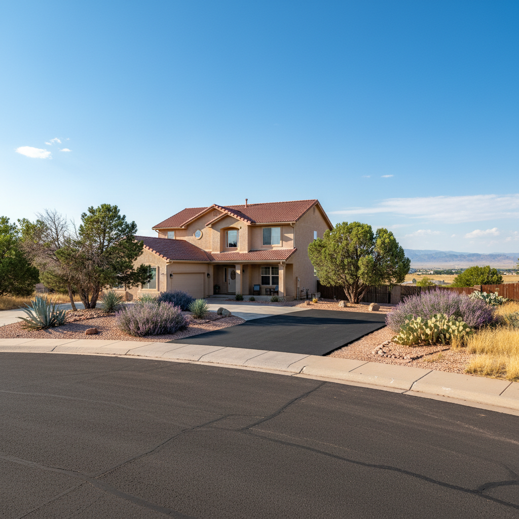 Completed asphalt repair work at a residential property in Pueblo, CO