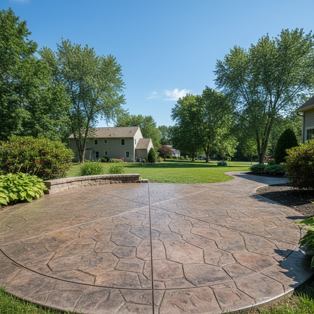 Completed stamped concrete work at a residential property in Hartford, CT