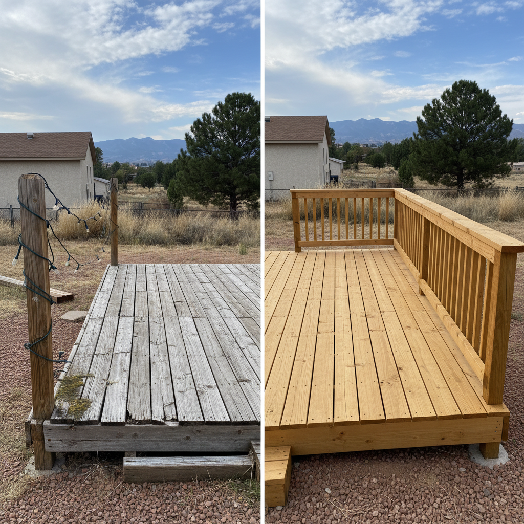 Completed deck repair work at a residential property in Pueblo, CO