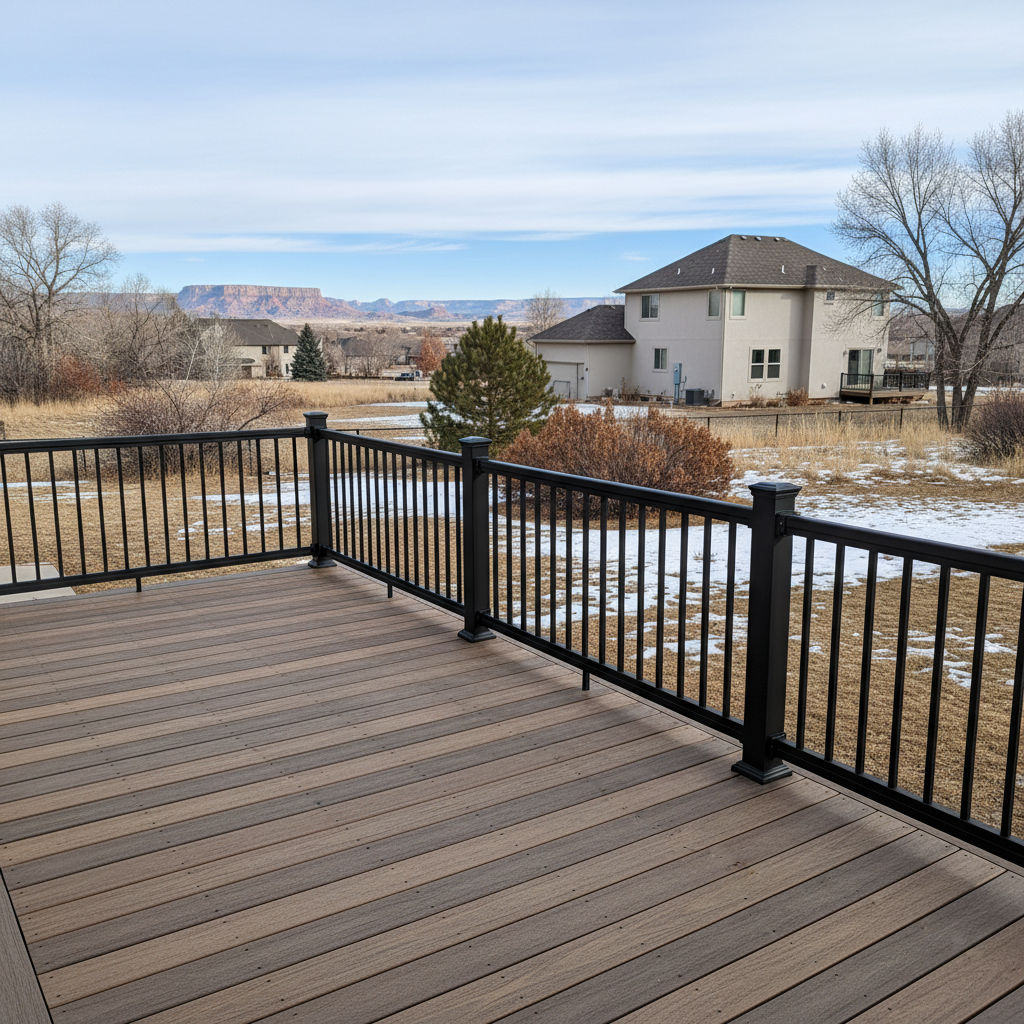 Completed deck railing installation work at a residential property in Pueblo, CO