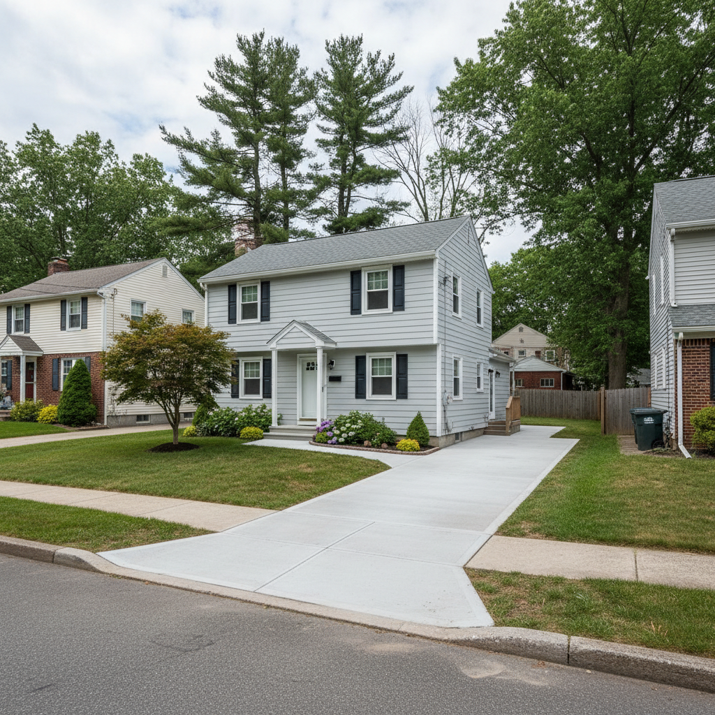 Completed concrete installation work at a residential property in Manchester, CT