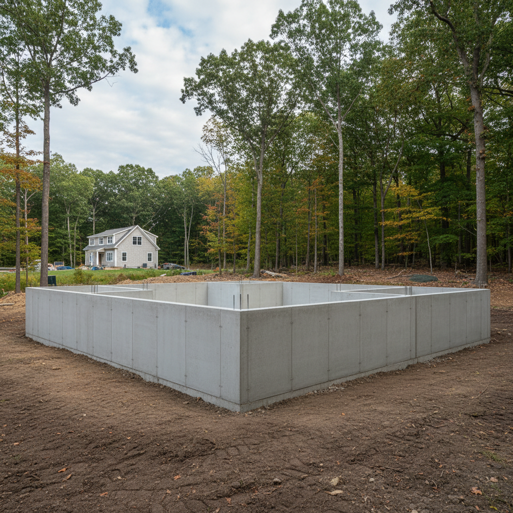 Completed concrete foundations work at a residential property in Manchester, CT