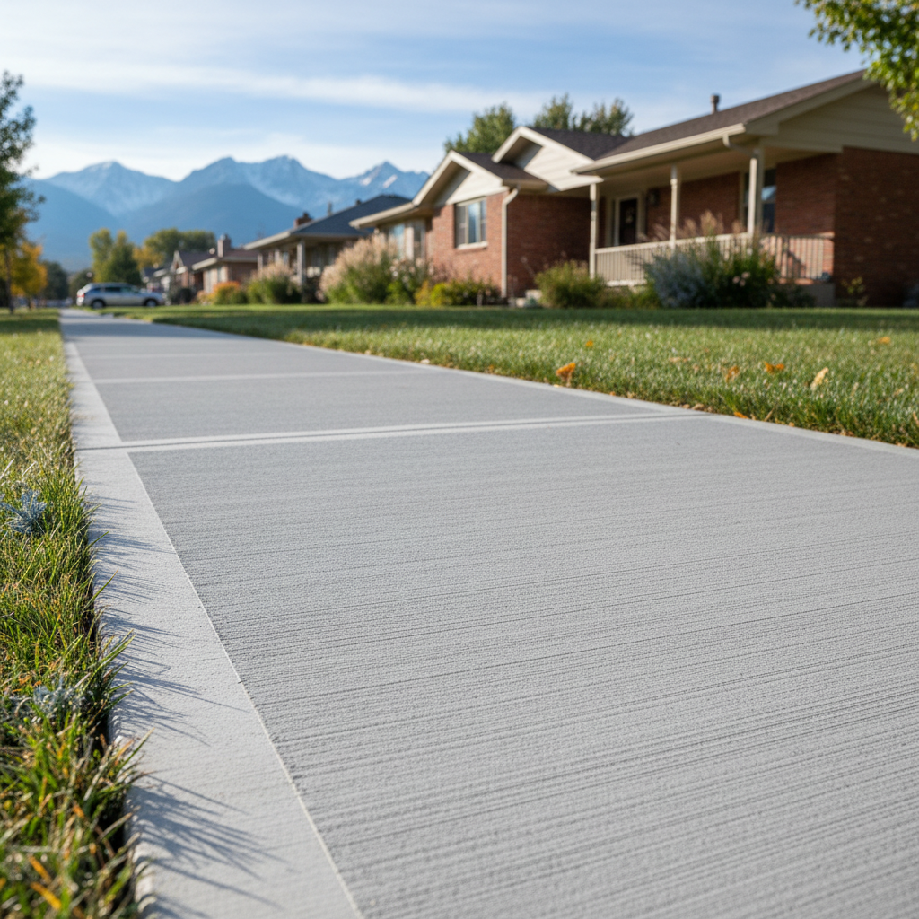 Completed concrete sidewalks work at a residential property in Westminster, CO