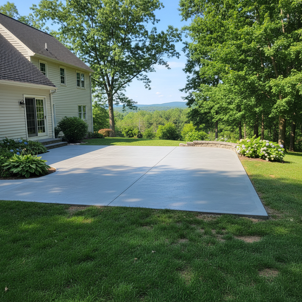 Completed concrete patios work at a residential property in Hartford, CT