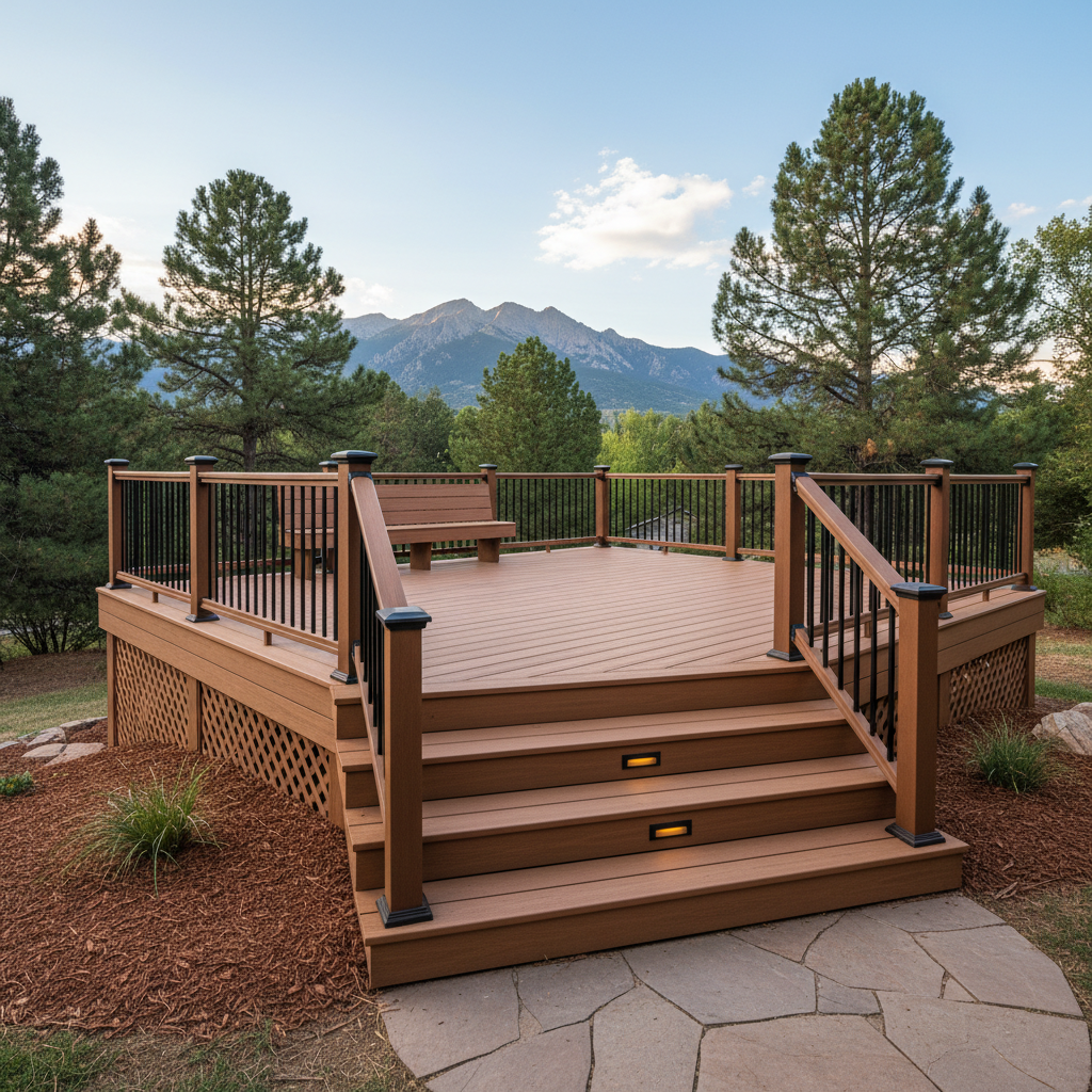 Completed composite decks work at a residential property in Boulder, CO