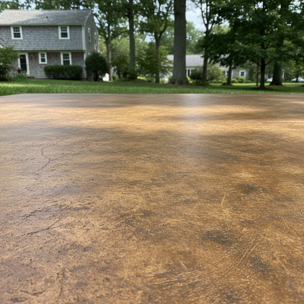 Completed concrete staining work at a residential property in East Haven, CT