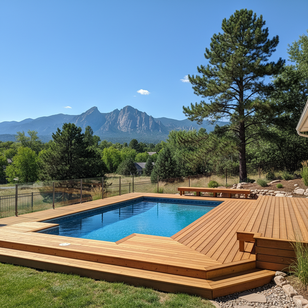 Completed pool decks work at a residential property in Boulder, CO