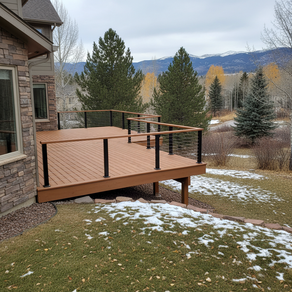 Completed deck railing installation work at a residential property in Denver, CO