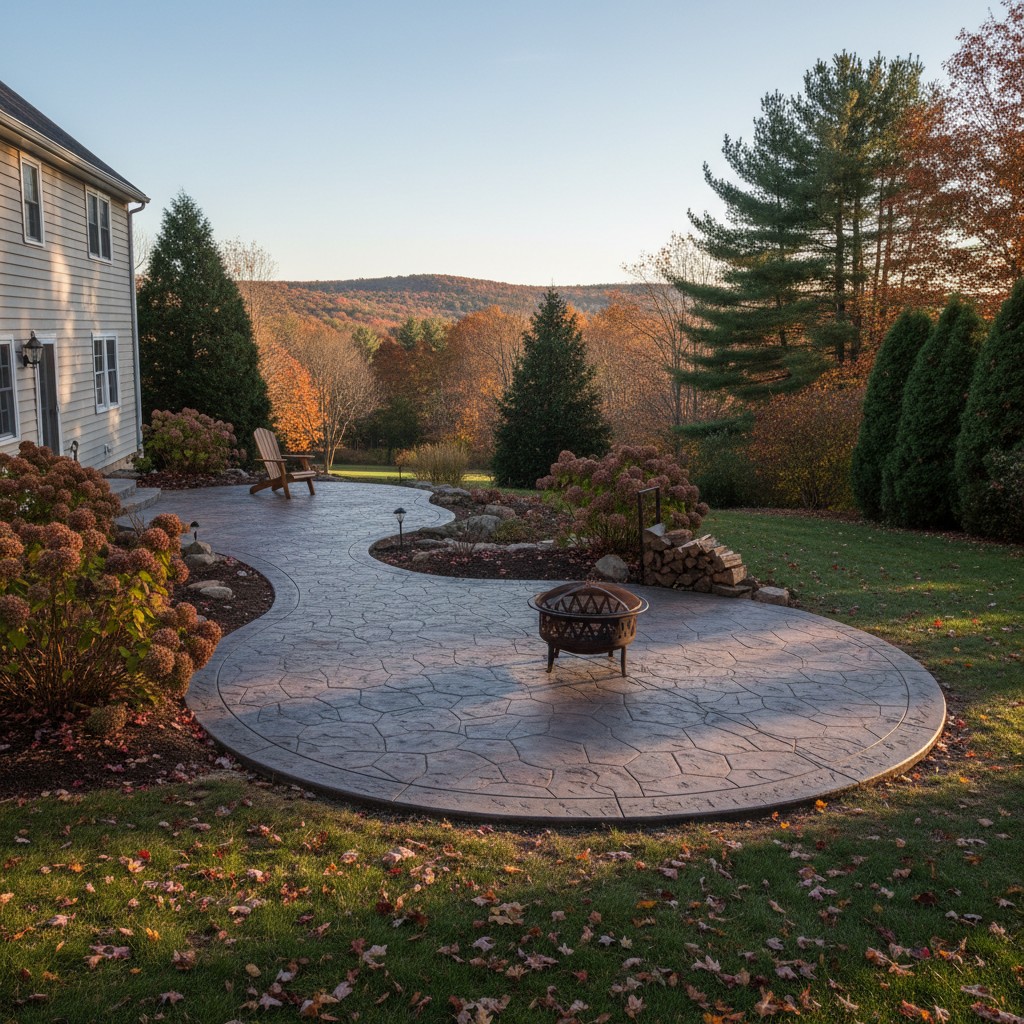 Completed stamped concrete work at a residential property in Hartford, CT