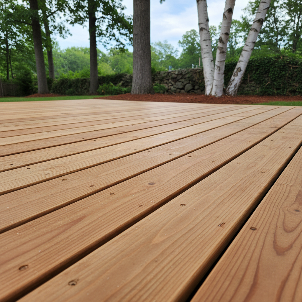 Completed wooden decks work at a residential property in Milford, CT