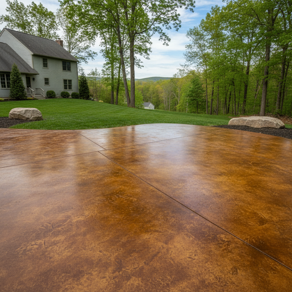 Completed concrete staining work at a residential property in East Haven, CT