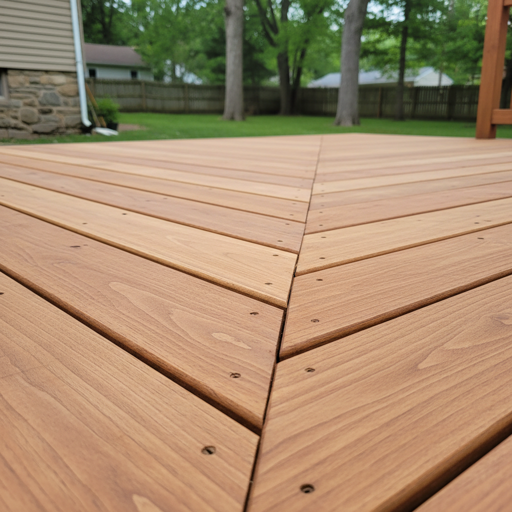 Completed wooden decks work at a residential property in New Haven, CT
