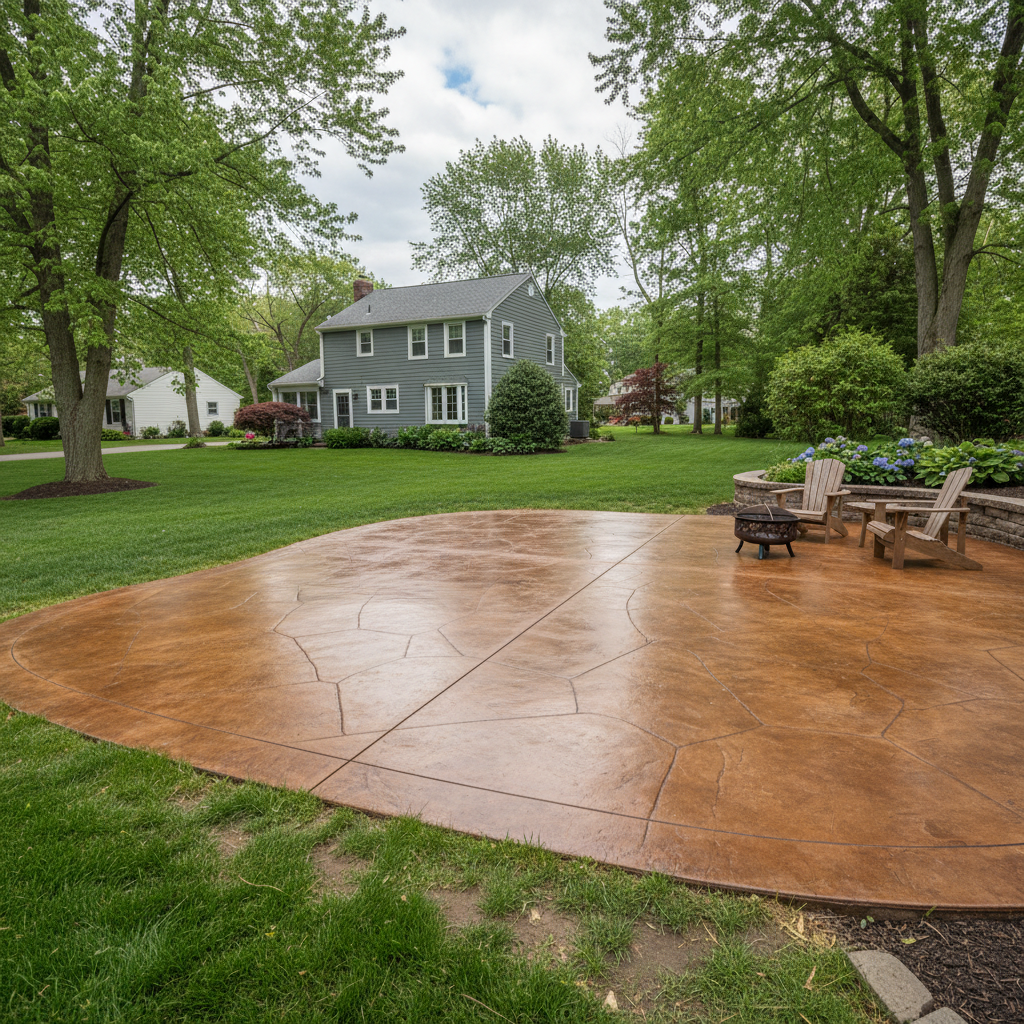 Completed concrete staining work at a residential property in Hartford, CT
