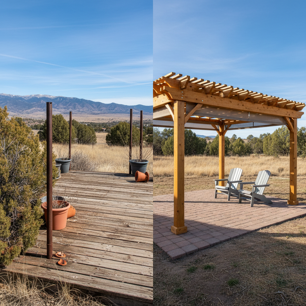 Completed pergola construction work at a residential property in Pueblo, CO