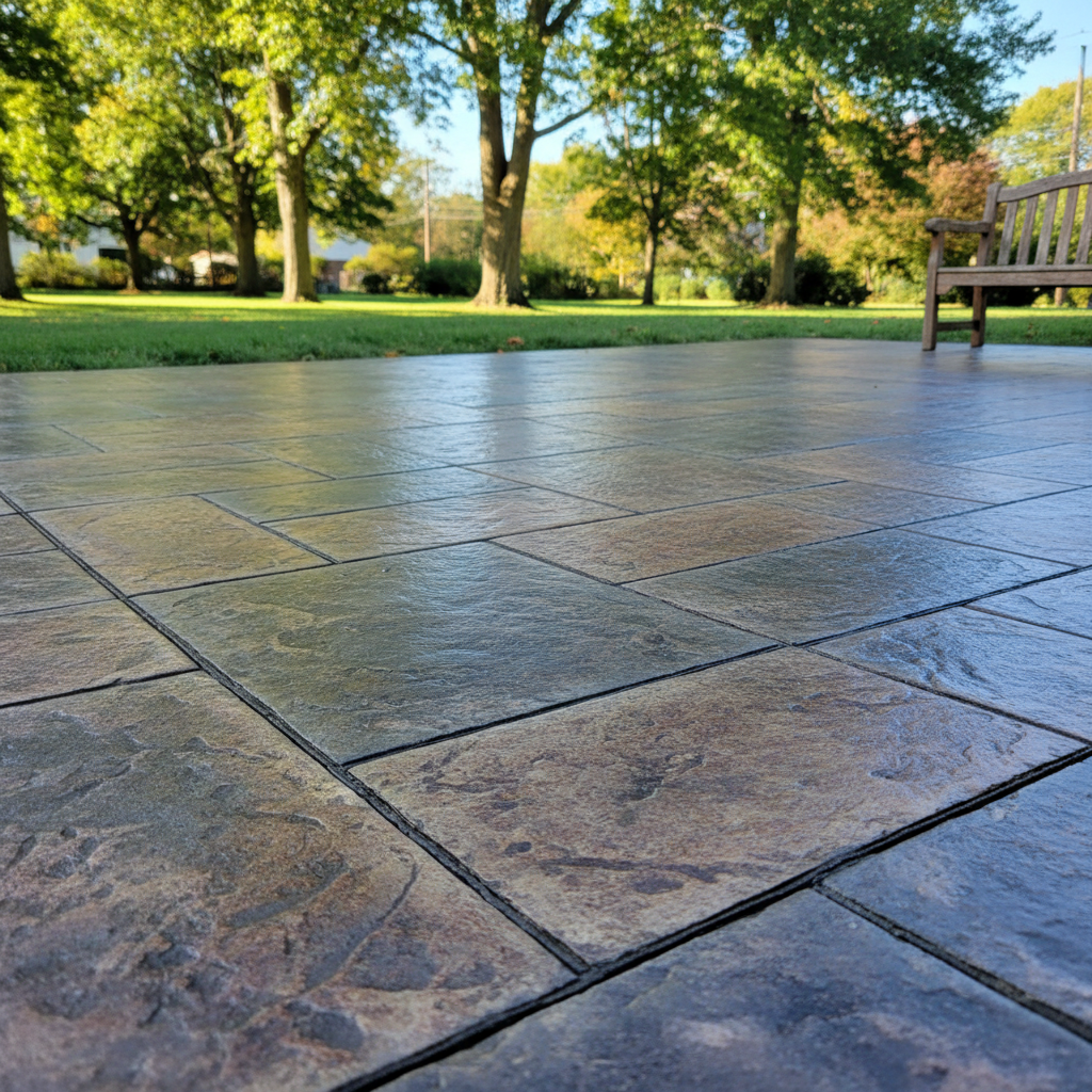 Completed stamped concrete work at a residential property in East Haven, CT