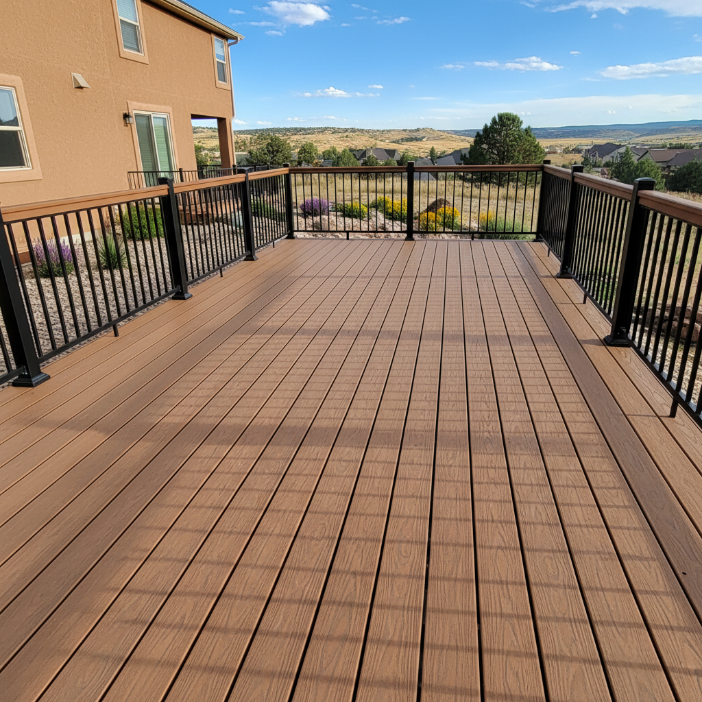 Completed trex decks work at a residential property in Pueblo, CO