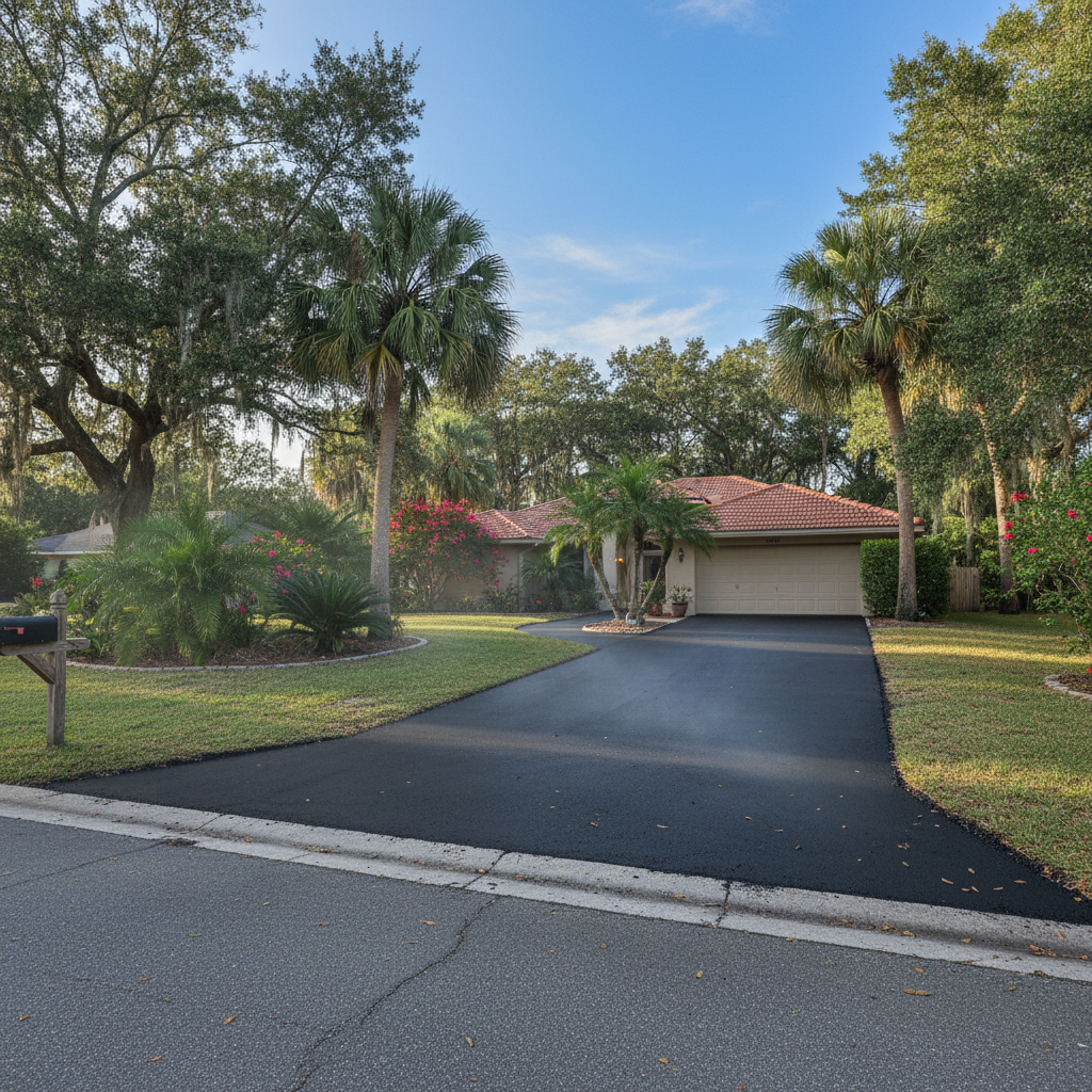 Completed residential asphalt work at a residential property in Jacksonville, FL