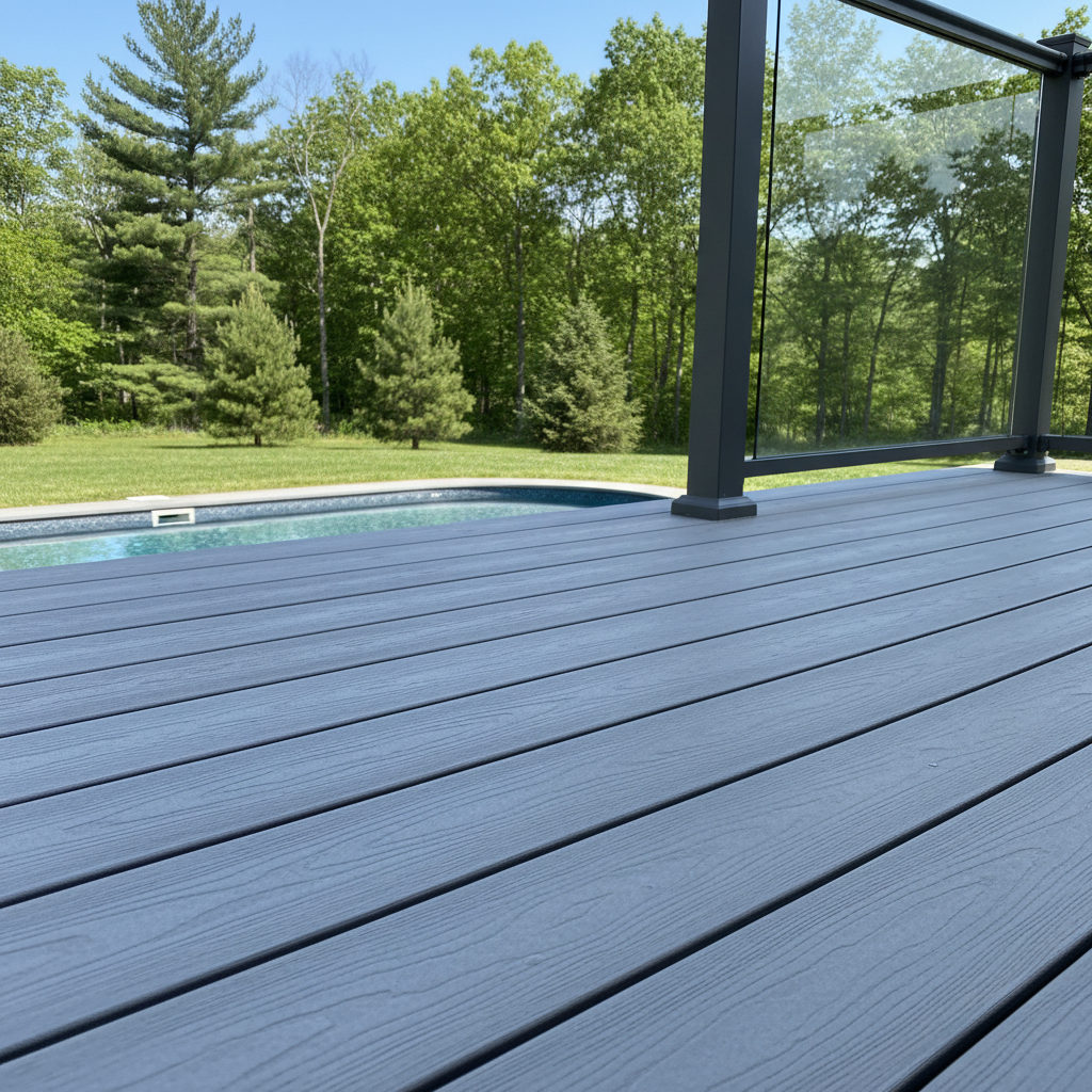 Completed pool decks work at a residential property in Manchester, CT